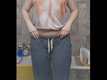 Undressing teen on repat in her bathroom
